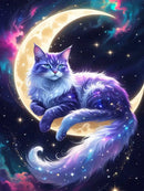 Huacan New Arrivals 2025 Diamond Painting Cat Moon Diamond Mosaic Animal Complete Kit Handmade Gift