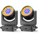 Yiflamefly 2Pcs 220W Zoom Wash Moving Head Light With Light Strip 19X8W LED RGBW Stage Light For Disco Bar KTV Wedding Party