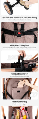 Newest Baby Stroller 3 in 1 Lightweight High Landscape Baby Carriage Aluminum Frame Travel System with Car Seat Pram for Newborn