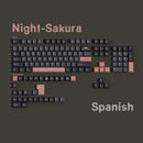 Night Sakura Pbt Keycaps Cherry Profile Japanese Korean Russian German Spanish Arabic French Big Set Key Caps For Mx Switches
