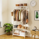 Bamboo Clothes Rail Rack Garment Stand with Top Shelf Shoe Storage Ladder Rails Hanging Display