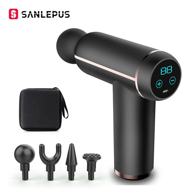 SANLEPUS Portable LCD Massage Gun For Body Neck Back Electric Percussion Massager Deep Tissue Muscle Relaxation Fitness Slimming