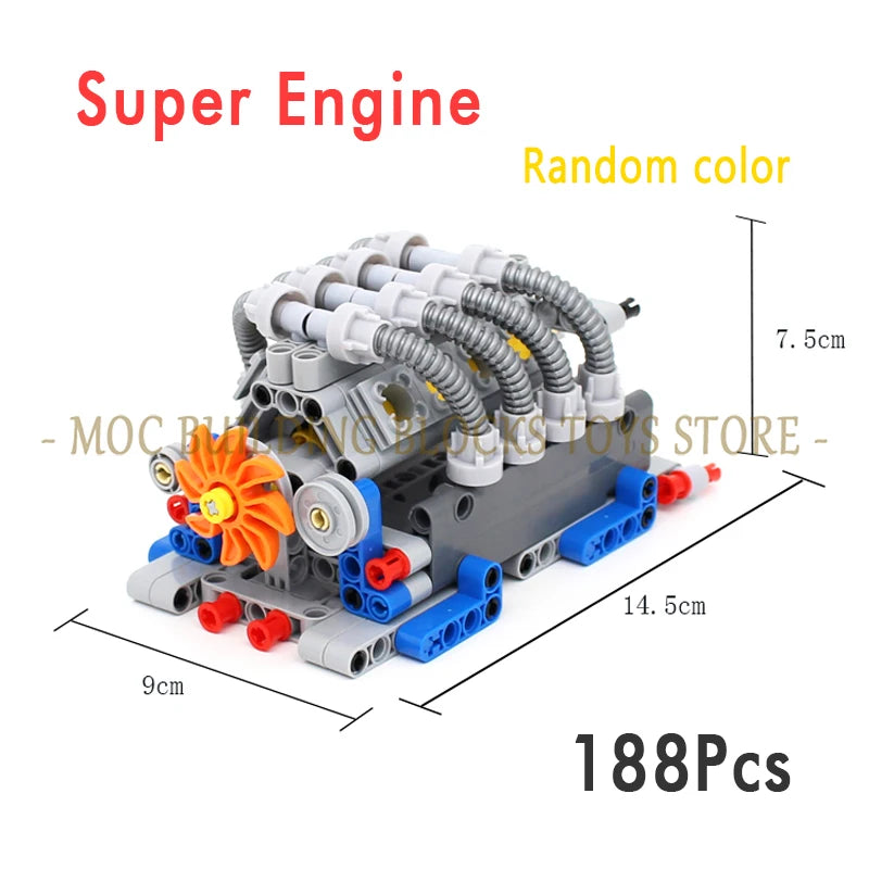 MOC Technology Building Blocks Bricks Power Functions Automotive Speed Gearbox Engine Transmission Machinery DIY Assembling Toys