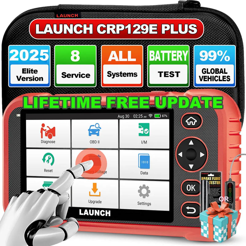 LAUNCH X431 CRP129E PLUS Car Full Systems EOBD OBD2 Scanner Diagnostic Tool 8 Reset Services Auto VIN Scan Battery Test Update