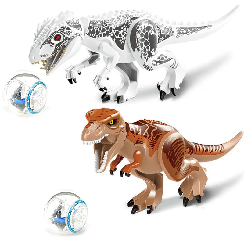Jurassic Dinosaur Park Dinos World Building Blocks Animals Tyrannosaurus Rex Indominus I-Rex Blue Figures Triceratops Toys