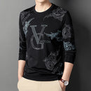 New Men's Casual Long Sleeved Round Neck Printed T-shirt Thin Summer Comfortable Fashion Casual New Arrivals Street Style Top