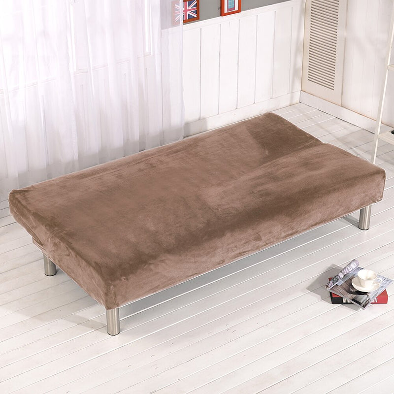 Plush Fabric Fold Armless Sofa Bed Cover Folding Seat Slipcover Thicker Covers Bench Couch Protector Elastic Futon Cover Winter
