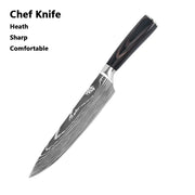 The Damascus Line | Laser-Engraved Japanese Chef Knife Set