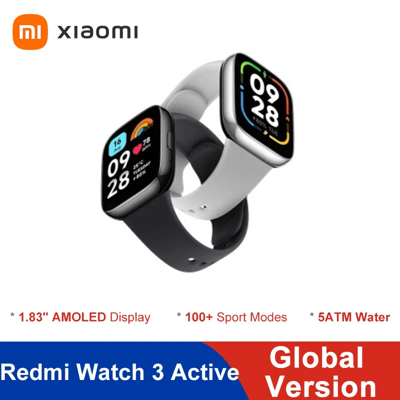 Global Version Xiaomi Redmi Watch 3 Active 1.83" Display Bluetooth Phone Call 5ATM Waterproof Supports 100+ Fitness Modes