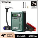YESPER 2000A Starthilfegerät & Luftkompressor – 150PSI Reifenfüller, 12000mAh Powerbank, LED-Display, für 8L Benzin 6L Diesel