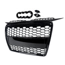 Bumper Grille Compatible For Audi A3 8P 8PA 2003-2008 RS Style Honeycomb Front Radiator Air Intake Mesh Grill Gloss Black