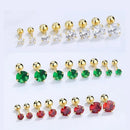 TrustDavis Real 925 Sterling Silver Fashion Shiny CZ 3/4/5/6mm Beads Screw Stud Earrings For Women Wedding Fine Jewelry DA2299