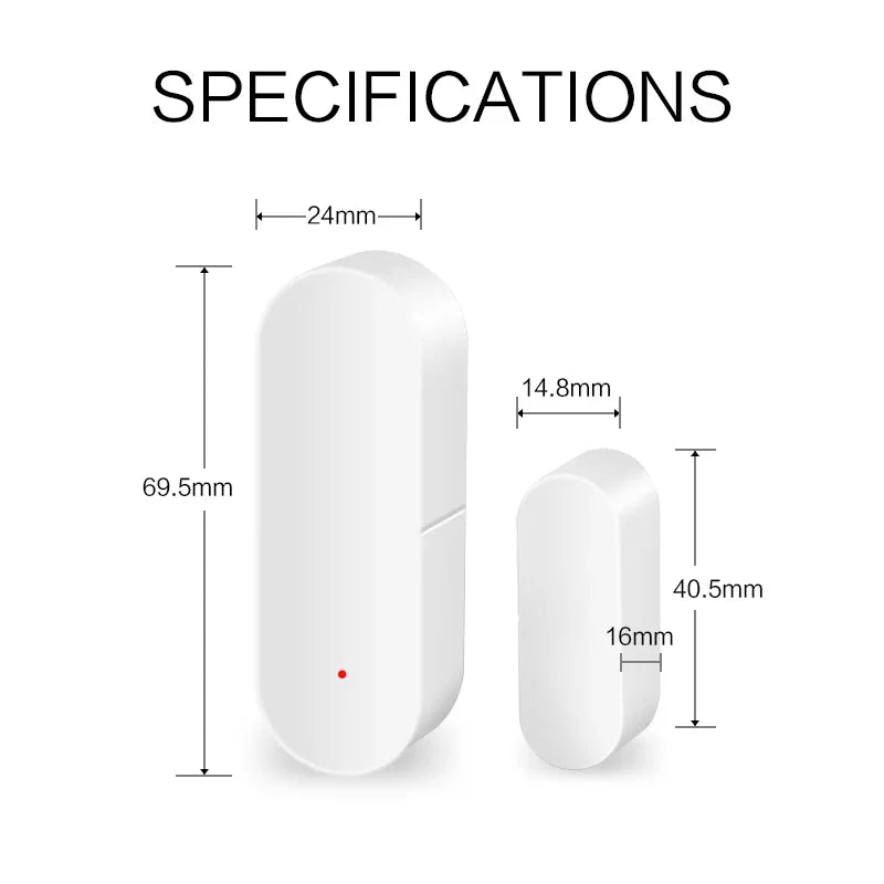 Tuya Smart Zigbee Door & Window Magnetic Sensor For Monitoring Open/Close Status, Ldeal For Home Security Detection.