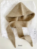 Korean Knitted Beanies Cap Autumn Winter Warm Lady Cute Pleasant Balaclava Cap Bonnet Fashionable Versatile Strap Hooded Hat