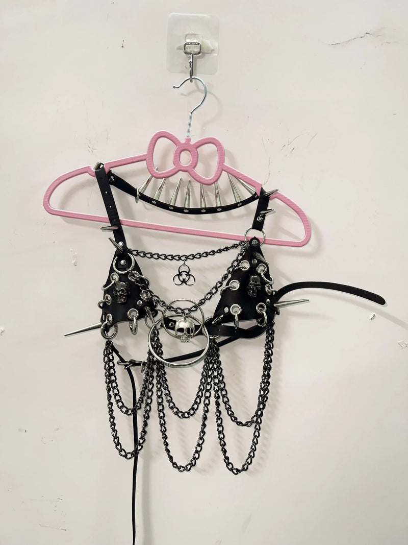 Rivets Tank Tops sexy top y2k clothes y2k crop top gothic clothes Gothic Tank Tops Punk  Tops y2k fashion Skull top vintage Tops