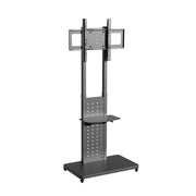 Heavy Duty Mobile TV Floor Stand Trolley with Wheels and Storage Shelf Support Rotate Vertically