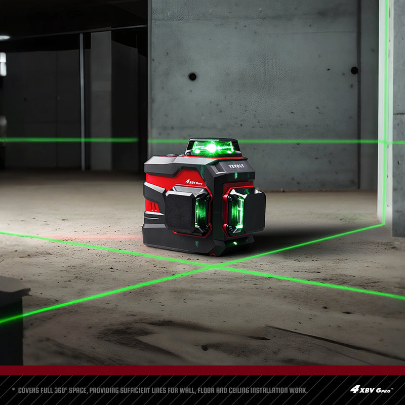 YEVOLT YVGLL4XS12 Series Green Laser Level 3-Plane 12-Line Self-leveling 360 3D Horizontal & Vertical 3.6V 3Ah Power Tools