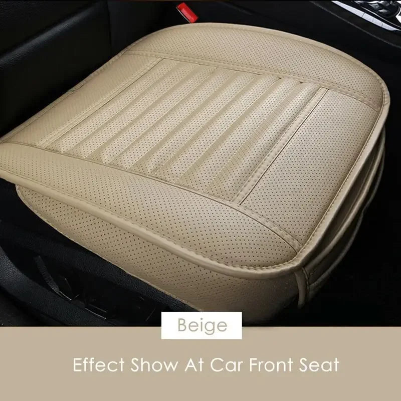 Edge Wrapping Comfortable Car Front Seat Covers Seat Protectors BLACK Seat Cushion Covers for Auto with PU Leather(Beige)