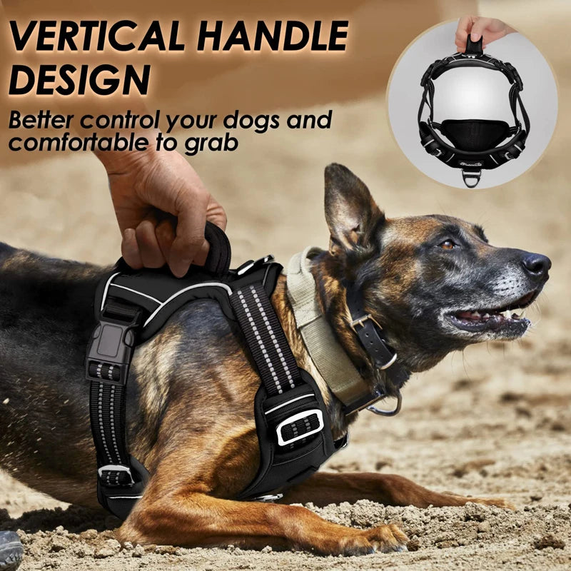 Benepaw No Pull Dog Harness No Choke Easy Control Handle Reflective Pet Harness 2 Leash Clips Adjustable Soft Padded Dog Vest