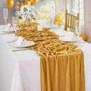 4Pcs-29x120 Inches Gold Velvet Table Runner, 10ft Luxurious Wedding Reception Decorations Soft Velvet Fabric Table Linen Overlay