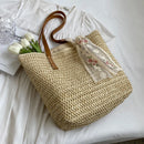 Summer Large Capacity Tote Bag Women Shoulder Bag Handmade Woven Bag Fresh Rural Handheld Grass Woven Women Bag