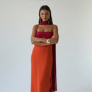The Amalfi Hour | Colour-Block Scarf-Collar Maxi Dress
