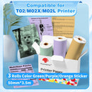 3 Rolls Phomemo White Sticker Paper Thermal Label for T02 M02L Portabal Mini Printer Keep for 10 Years Sticky Paper 50mm/53mm