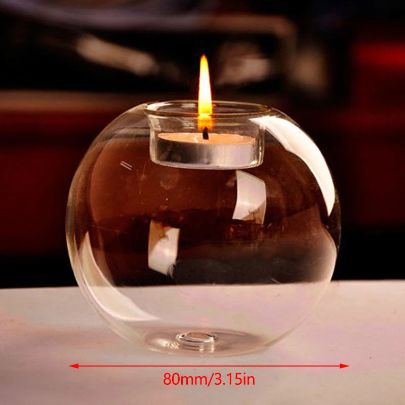 Transparent Glass Candle Holder Wedding Dinner Table Decoration Bar Party Christmas Candlestick Rustic Round Glass Candlestick