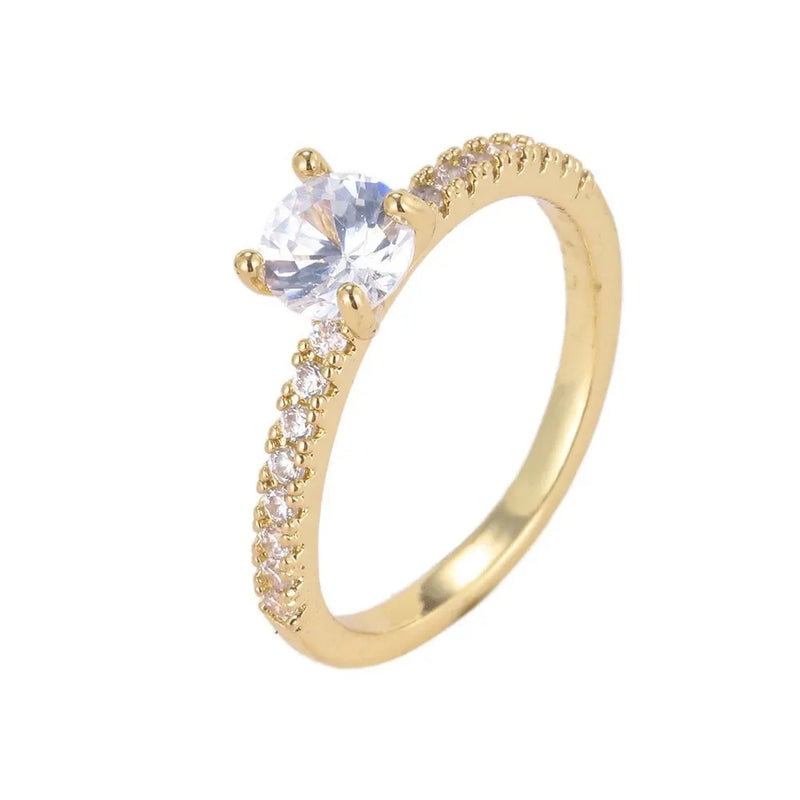 1pc New Fashion Women Trendy Shiny Crystal Ring Simplicity Elegant Temperament Engagement Wedding Jewelry