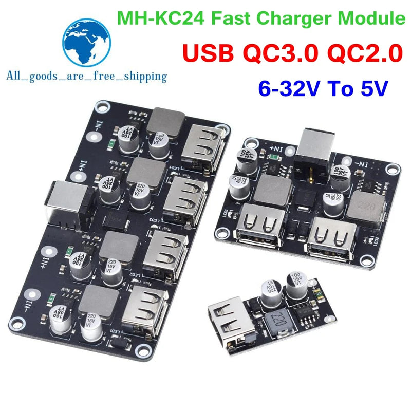 TZT USB QC3.0 QC2.0 USB DC-DC Buck Converter Charging Step Down Module 6-32V 9V 12V 24V to Fast Quick Charger Circuit Board 5V