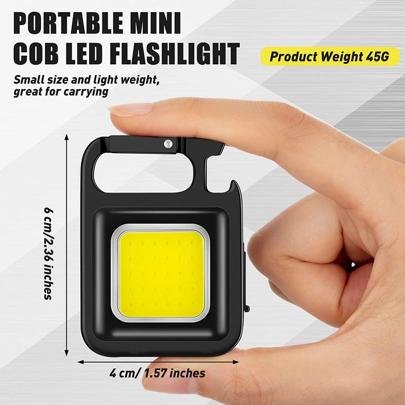 Super Bright 1500LM Work Light COB 500mah LED Flashlight Pocket Keychain USB Rechargeable Waterproof For Outdoor Camping