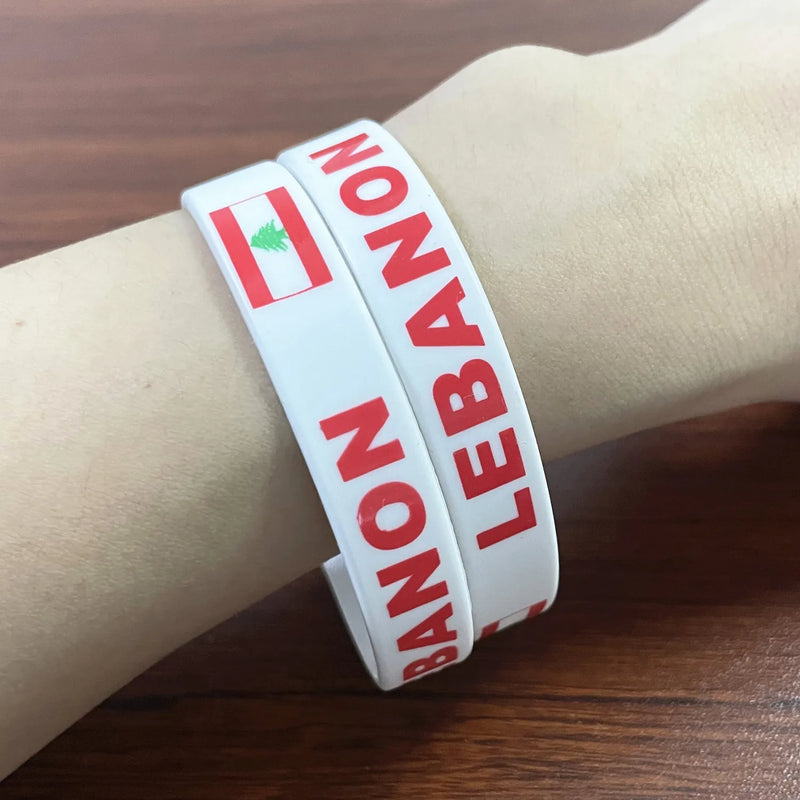 2pcs Lebanon Flag Silicone Bracelets Sports Game Wristbands National Wrist Strap for Men Women Rubber Band Fashion Accessories