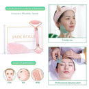 Kristallroller-Set Gesichtsmassage Natürlicher Jaderoller Gua Sha Kit Jadeschaber Rosenquarz-Stein Facelifting-Massagegerät Beauty-Tools