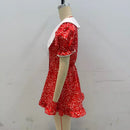 Red Floral Print Peter Pan Collar Dress Women Puff Sleeve V-neck High Waist A-line Mini Dresses Lady Evening Dinner Vestido 2026