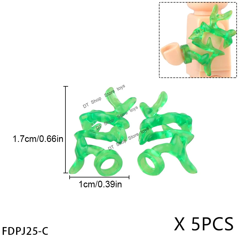 5PCS Cartoon Special Effects Pieces Arm Fist Wind Lightning Leg Flames Weapons Accessories Assemble Scene Bricks Kids for Toys