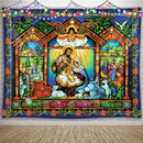 Christmas Tapestry Jesus Birth Manger Barn Wall Hanging Angel Easter Wall Decor Christ Tapestries Nativity Scene Room Decoration