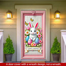 Easter Door Cover Decoration Plush Rabbit Wreath Easter Egg Coloured Ribbon Background Indoor Outdoor Porch Banner Party Supply