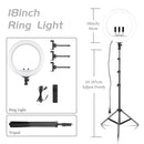 SH 18 Inch Knob Ring Light LED Selfie Video Lamp With Tripod Stand Phone Clip For YouTube Live Lighting Photo Photography Studio