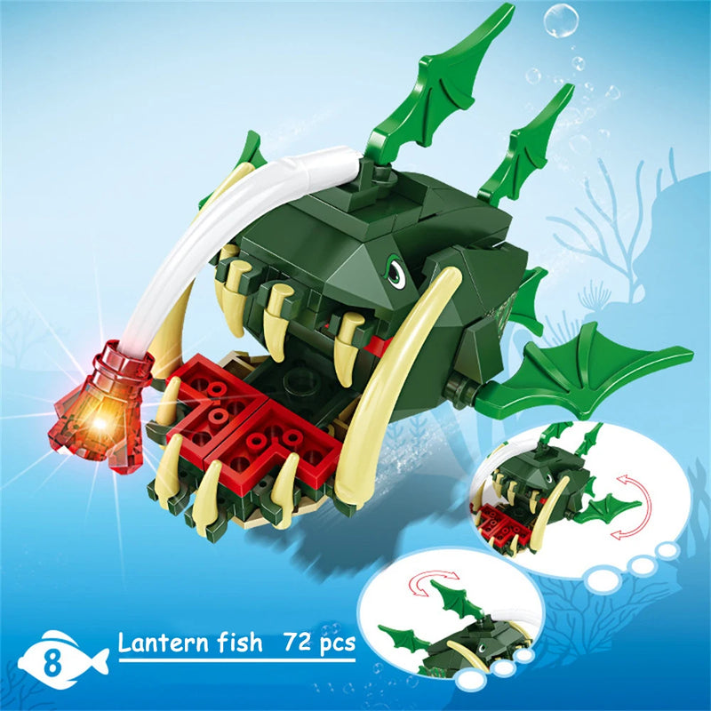 Knew Built Lantern fish So On Marine Animal Series Building Blocks Toys - Perfect for Kids,Gift Educational Ocean World Toy Set