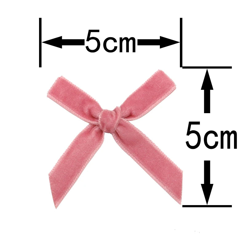 (50 Pcs/pack)5x5cm Velvet Bow Flesh Pink Ribbon Bows Small Size Polyester Satin Ribbon Bow Flower Craft Decoration DIY