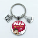 I Love Dad Keychain My Dad Is A Super Hero Pendant Glass Dome Cabochon Key Ring Father's Day Best Gift