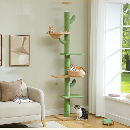 The Saguaro | Floor-to-Ceiling Cat Tower with Scratching Post and Hammock