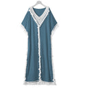 Dubai Türkei Muslim Abaya Kleid Damen Boho Sommer Quaste Marokkanischer Kaftan Strandkleid Islamische Kleidung Lange Kleider Ropa Lange Roben