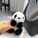 Small Panda Plush Doll Women Bag Ornaments Cute Imitation Mink Fur Panda Car Keychain Cute Bear Car Key Chain Fashion Gift