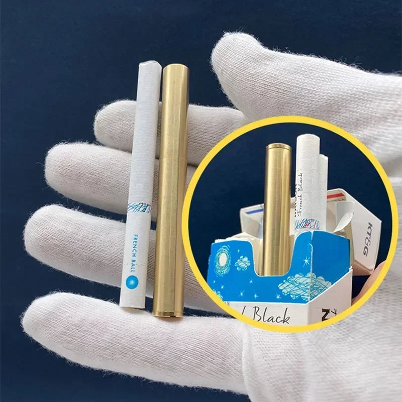 Brass Kerosene Nunchakus Lighters Windproof Mini Retro Grinding Wheel Ignition Flint Free Fire Men Smoking Toy Gift 2024 New