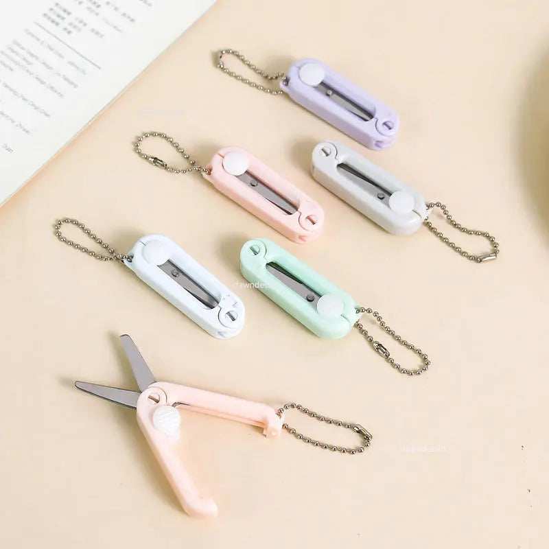 Creative Mini Portable Folding Scissors Morandi Simple Paper-Cutting Art Tool Stationary Scissors Office School Supplies