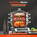 3 Tiers Stainless Steel Steamer 28cm Overlapping Steaming Pot Cookware Kitchen Soup Steamer Cooker Set Silver with Glass Lid