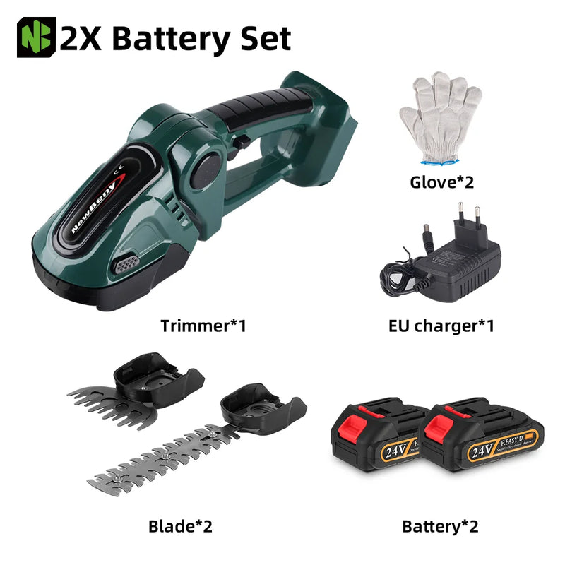 NEWBENY 2 IN 1 Electric Hedge Trimmer Handheld Cordless Lawn Mower Pruning Scissors Garden Power Tool For Makita Battery Pin