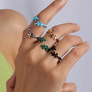 Neue koreanische bunte böhmische kleine Blumenringe Sets handgefertigte Perlen-Fingerringe für Frauen Mädchen Sommer Strand Schmuck Geschenke