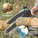 Jemi Tool 6 inch portable cordless rechargeable electric chain saw with two batteries, wood cutter, garden orchard pruning tool